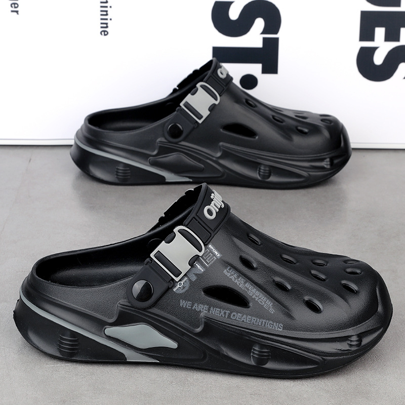 Papuci de vară pentru bărbați cu talpă groasă, înălțime crescută, saboți Baotou anti-alunecare, sandale antiderapante și rezistente la uzură pentru exterior