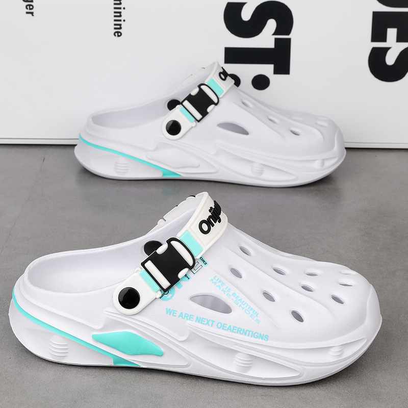 Papuci de vară pentru bărbați cu talpă groasă, înălțime crescută, saboți Baotou anti-alunecare, sandale antiderapante și rezistente la uzură pentru exterior