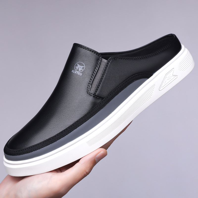 Kis fehér cipők 2025 nyári plus size ifjúsági divatos deszkás cipők férfi bebújós csúszásgátló puha talpú félig húzódó sport alkalmi cipők