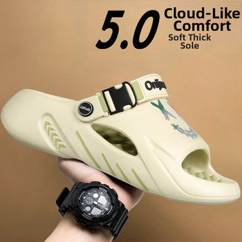 Férfi lábmasszázs papucsok, divatos nyári külső viselet, csúszásgátló, szagtalanító, kaki-érzést csökkentő sport vastag talpú, nagy méretű strandszandálok