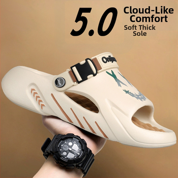 Férfi lábmasszázs papucsok, divatos nyári külső viselet, csúszásgátló, szagtalanító, kaki-érzést csökkentő sport vastag talpú, nagy méretű strandszandálok