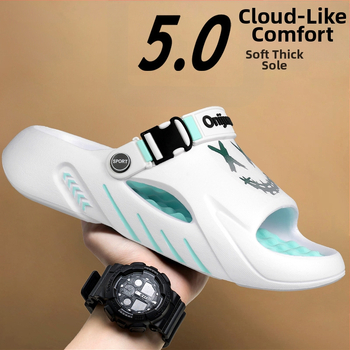 Férfi lábmasszázs papucsok, divatos nyári külső viselet, csúszásgátló, szagtalanító, kaki-érzést csökkentő sport vastag talpú, nagy méretű strandszandálok