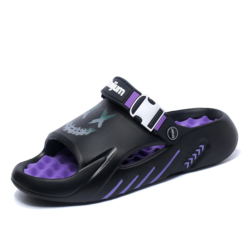 Férfi lábmasszázs papucsok, divatos nyári külső viselet, csúszásgátló, szagtalanító, kaki-érzést csökkentő sport vastag talpú, nagy méretű strandszandálok