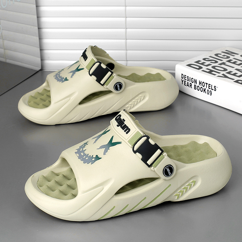 Férfi lábmasszázs papucsok, divatos nyári külső viselet, csúszásgátló, szagtalanító, kaki-érzést csökkentő sport vastag talpú, nagy méretű strandszandálok