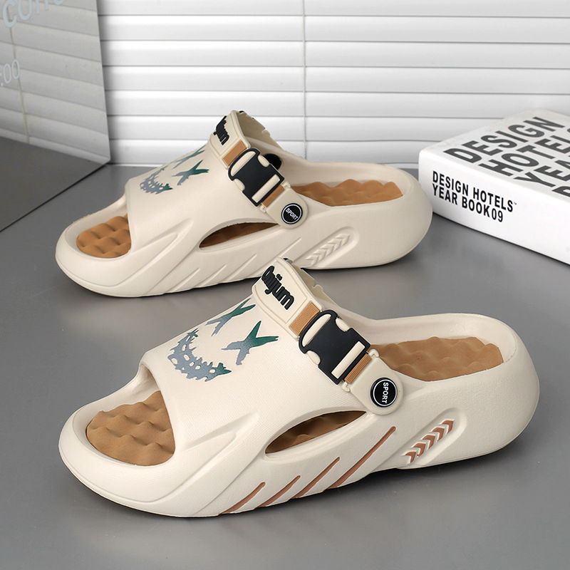 Férfi lábmasszázs papucsok, divatos nyári külső viselet, csúszásgátló, szagtalanító, kaki-érzést csökkentő sport vastag talpú, nagy méretű strandszandálok