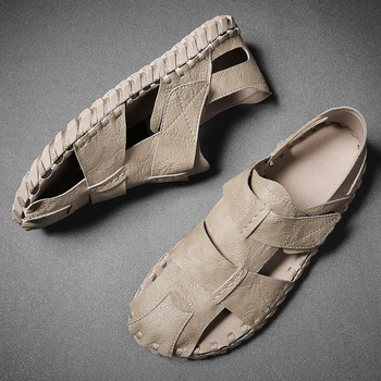 2024 tavaszi szandálok hálós új férfi strandcipők Trbottomy férfi puha talpú baotou lélegző bebújós cipők férfiaknak