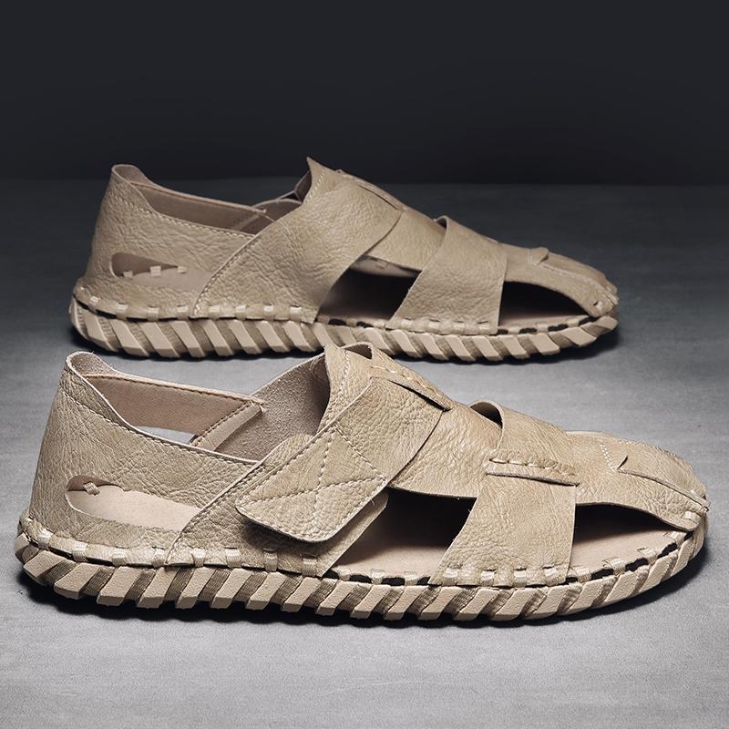 2024 tavaszi szandálok hálós új férfi strandcipők Trbottomy férfi puha talpú baotou lélegző bebújós cipők férfiaknak