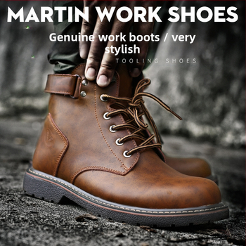 2025 m. nauji britiški vyriški aulinukai su vilnos pamušalu Martino stiliaus, laisvalaikio, vidutinio aukščio, odiniai aulinukai, madingi vyriški medvilniniai aulinukai, šilti aulinukai, madingi batai.