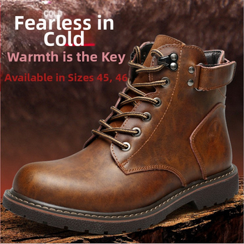 2025 m. nauji britiški vyriški aulinukai su vilnos pamušalu Martino stiliaus, laisvalaikio, vidutinio aukščio, odiniai aulinukai, madingi vyriški medvilniniai aulinukai, šilti aulinukai, madingi batai.