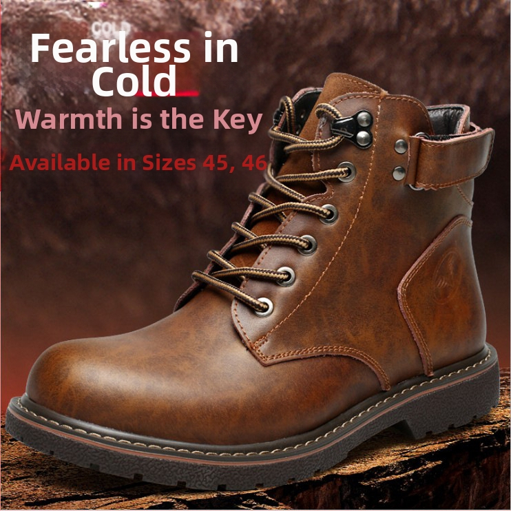 2025 m. nauji britiški vyriški aulinukai su vilnos pamušalu Martino stiliaus, laisvalaikio, vidutinio aukščio, odiniai aulinukai, madingi vyriški medvilniniai aulinukai, šilti aulinukai, madingi batai.