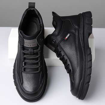 Meeste kingad 2025. aasta sügis- ja talvehooaja uued stiilisaapad Meeste kõrged nahkkingad Meeste ehtsast nahast fliisvoodriga soojad libisemisvastased puuvillased kingad