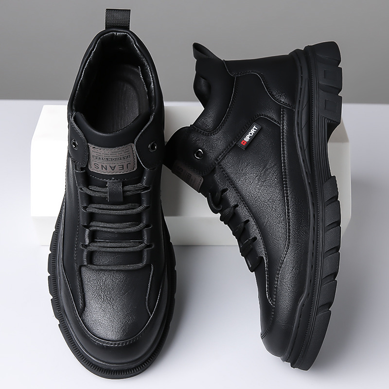 Meeste kingad 2025. aasta sügis- ja talvehooaja uued stiilisaapad Meeste kõrged nahkkingad Meeste ehtsast nahast fliisvoodriga soojad libisemisvastased puuvillased kingad