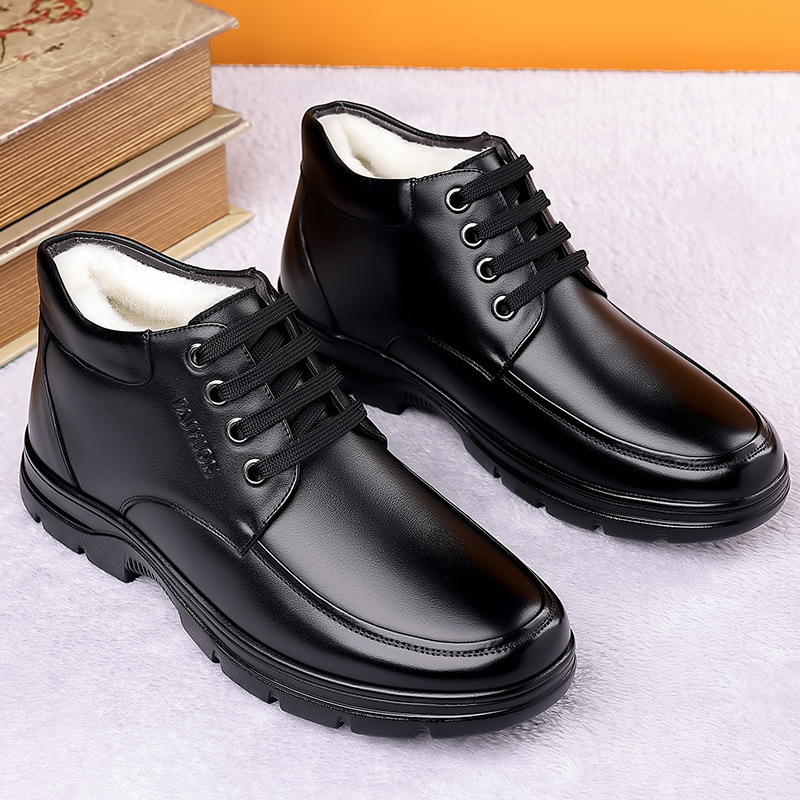 Talvised puuvillase polstriga meeste kingad, fliisvoodriga, paksu villaga soojad paeltega isakingad, nahkkingad meestele, punased otseülekandega pluss-suuruses meeste kingad