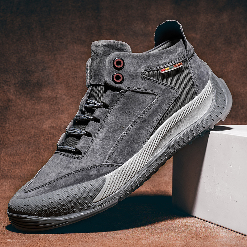 Téli új bársony kültéri alkalmi férfi cipők disznóbőr magas szárú cipők férfi bőr cipők munkaruha cipők férfi egyrészes haj