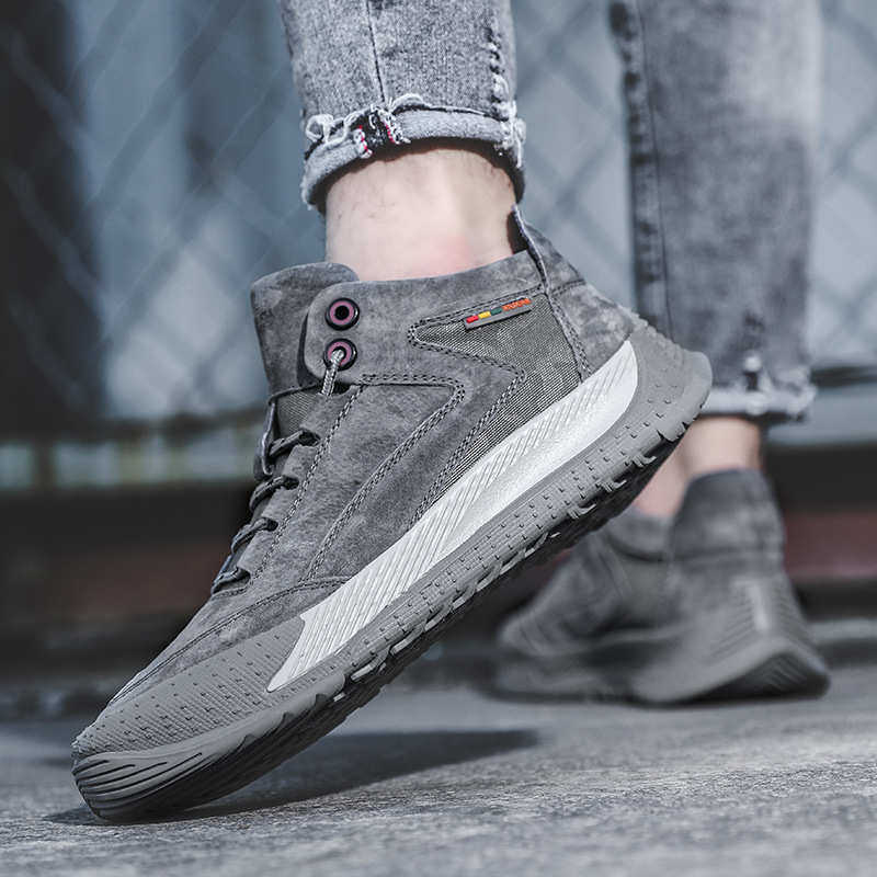 Téli új bársony kültéri alkalmi férfi cipők disznóbőr magas szárú cipők férfi bőr cipők munkaruha cipők férfi egyrészes haj