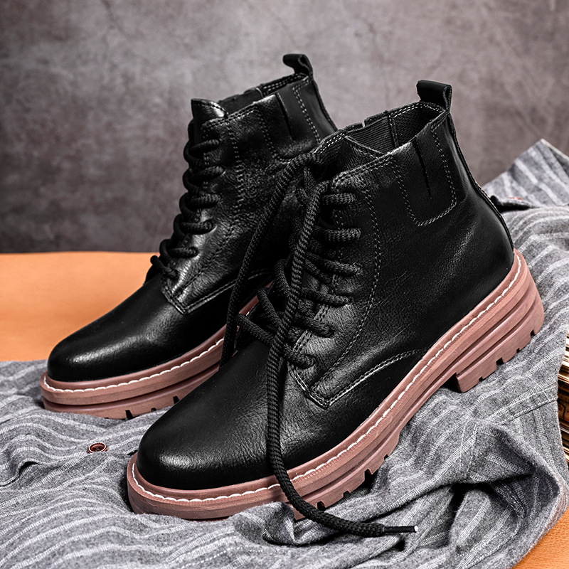 Pliusų dydžio vyriški batai, 48 dydžio aukštakulniai batai, vyriški batai, Martino aulinukai, vyriški aukštakulniai 2023 m. rudens ir žiemos nauji madingi odiniai batai storu padu