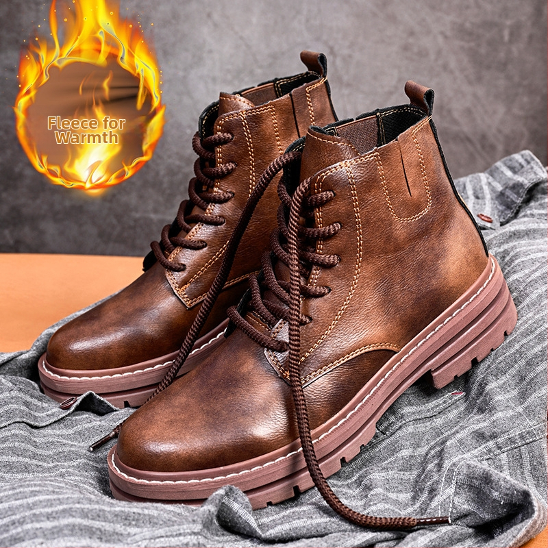 Pliusų dydžio vyriški batai, 48 dydžio aukštakulniai batai, vyriški batai, Martino aulinukai, vyriški aukštakulniai 2023 m. rudens ir žiemos nauji madingi odiniai batai storu padu