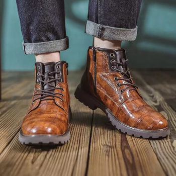 Νέες Αφίξεις 2024 Χαμηλοτάκουνες Μπότες Martin Ανδρικές, Ανθεκτικές στη Φθορά, Μπότες Αστραγάλου Βρετανικού Στυλ, Ρετρό Ανδρικές Δερμάτινες Μπότες με Μεσαίο Τακούνι