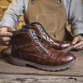 Νέες Αφίξεις 2024 Χαμηλοτάκουνες Μπότες Martin Ανδρικές, Ανθεκτικές στη Φθορά, Μπότες Αστραγάλου Βρετανικού Στυλ, Ρετρό Ανδρικές Δερμάτινες Μπότες με Μεσαίο Τακούνι