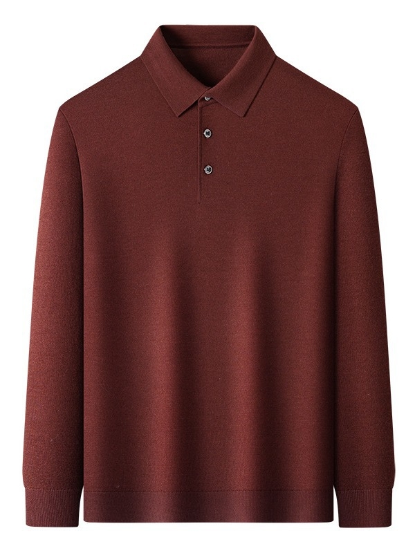 Pulover din lână fină pentru bărbați cu guler răsturnat, culoare uni, tricotaj subțire din lână, cadou pentru tata, pulover cu guler