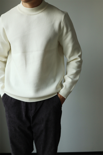 Cjw/Craftsman King Есенно/зимен немски кадифен пуловер с дълъг ръкав и средна яка, ребрена плетка, вталена кройка, базов слой, текстура