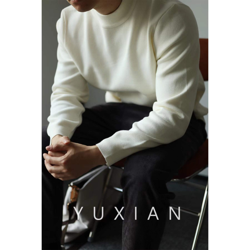 Cjw/Craftsman King Őszi/Téli Német Bársony Fél Garbós Hosszú Ujjú, Középnyakú, Bordás Kötésű, Slim Fit Alapréteg Pulóver Texturált