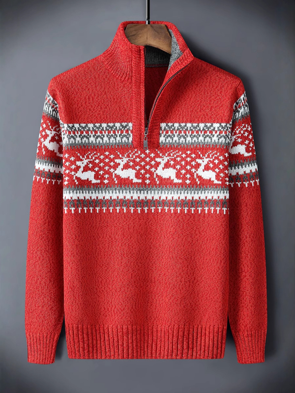 Iarnă bărbați tricotate high-end stil coreean la modă îngroșat jumătate de pulover cu fermoar casual jacquard tricotat jachetă tricotată jachetă