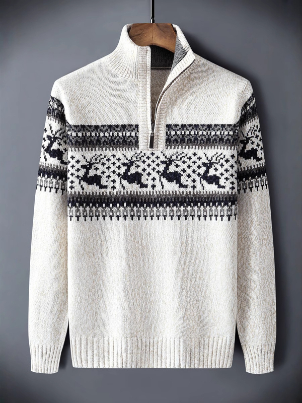 Iarnă bărbați tricotate high-end stil coreean la modă îngroșat jumătate de pulover cu fermoar casual jacquard tricotat jachetă tricotată jachetă