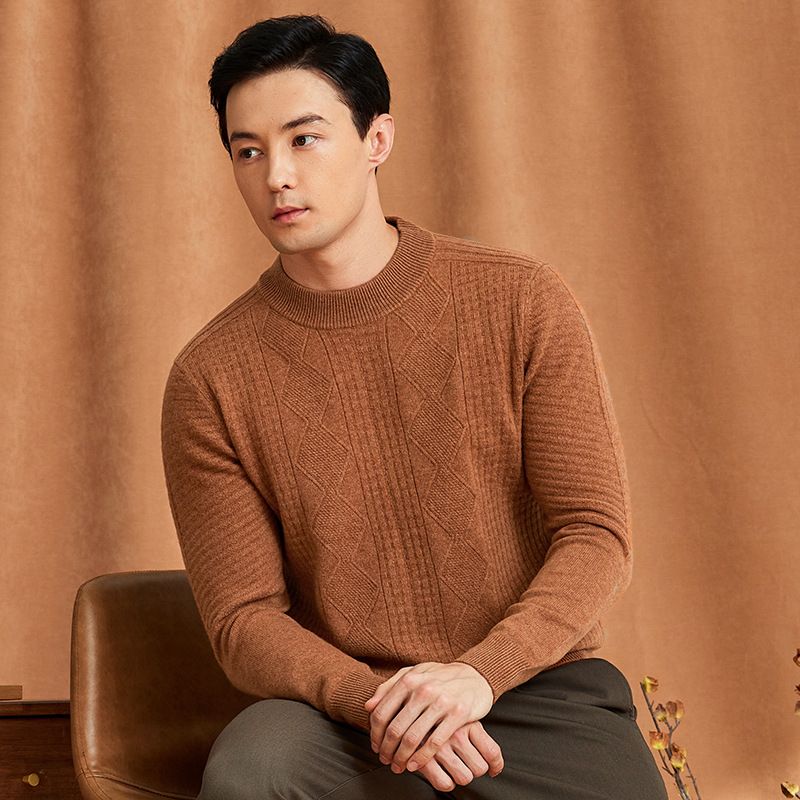 VISIONE kašmira džemperis vīriešu pusapkaklei, vienkrāsains, ikdienas, sabiezināts, silts, adīts džemperis rudens un ziemas džemperis