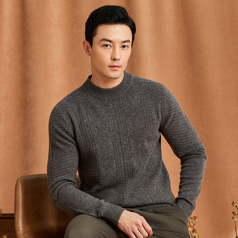 VISIONE kašmira džemperis vīriešu pusapkaklei, vienkrāsains, ikdienas, sabiezināts, silts, adīts džemperis rudens un ziemas džemperis
