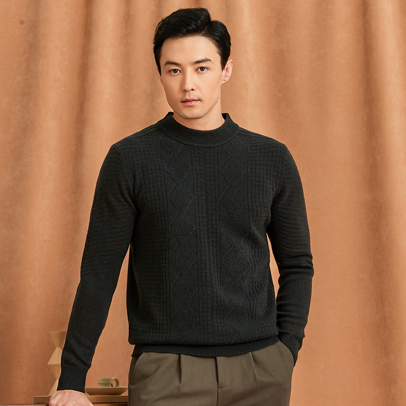 VISIONE kašmira džemperis vīriešu pusapkaklei, vienkrāsains, ikdienas, sabiezināts, silts, adīts džemperis rudens un ziemas džemperis