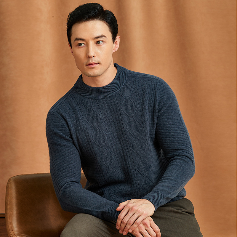 VISIONE kašmira džemperis vīriešu pusapkaklei, vienkrāsains, ikdienas, sabiezināts, silts, adīts džemperis rudens un ziemas džemperis