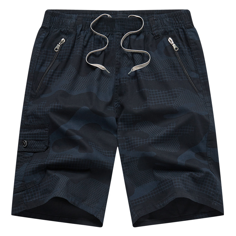 Pantaloni cu cinci puncte pentru bărbați, vară, subțiri, vrac, bumbac pur, camuflaj, pantaloni scurți, casual, exterior, purtare, pantaloni de vârstă mijlocie și vârstnici, tată de vârstă mijlocie