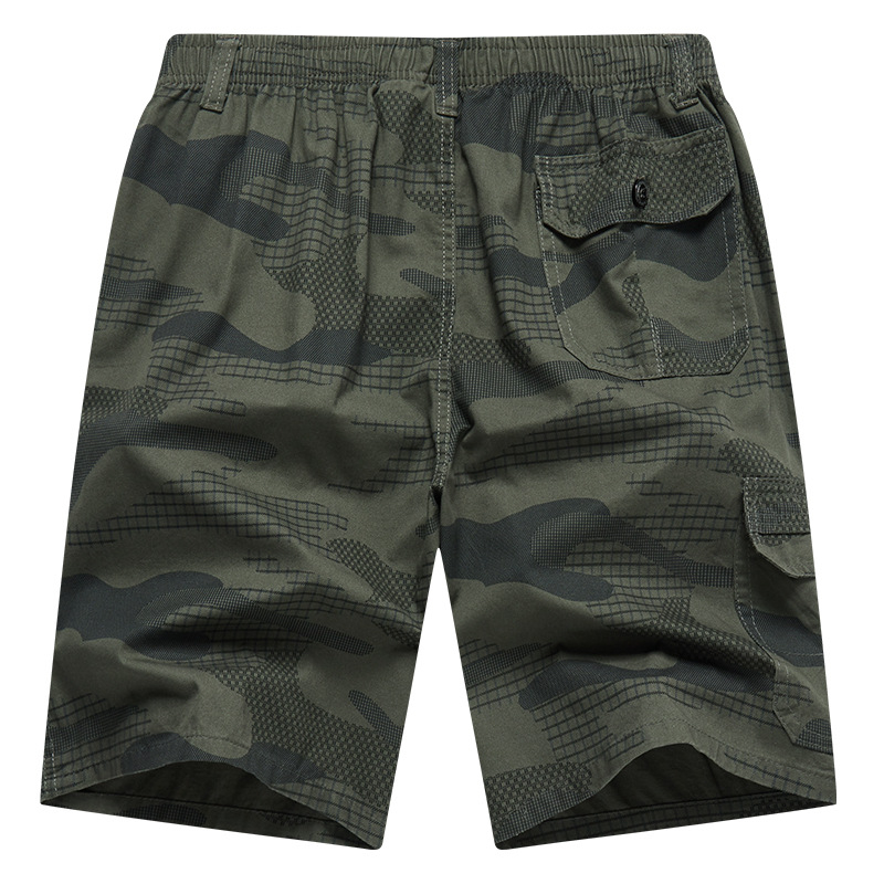 Pantaloni cu cinci puncte pentru bărbați, vară, subțiri, vrac, bumbac pur, camuflaj, pantaloni scurți, casual, exterior, purtare, pantaloni de vârstă mijlocie și vârstnici, tată de vârstă mijlocie