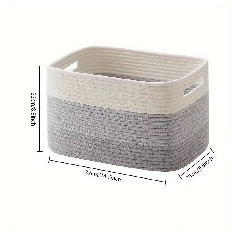 Coș de depozitare din frânghie de bumbac care se potrivește cu culorile, cadru țesut manual, gustări, coș de haine murdare, coș de depozitare pentru jucării și cărți, coș de depozitare pentru diverse obiecte