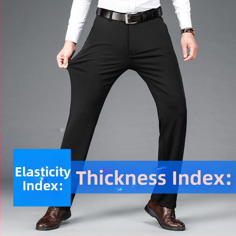 Jesenné a zimné pánske nohavice stredného a staršieho veku, hrubé oblekové nohavice s vysokým pásom, pánske voľné rovné nohavice, plus size ležérne nohavice