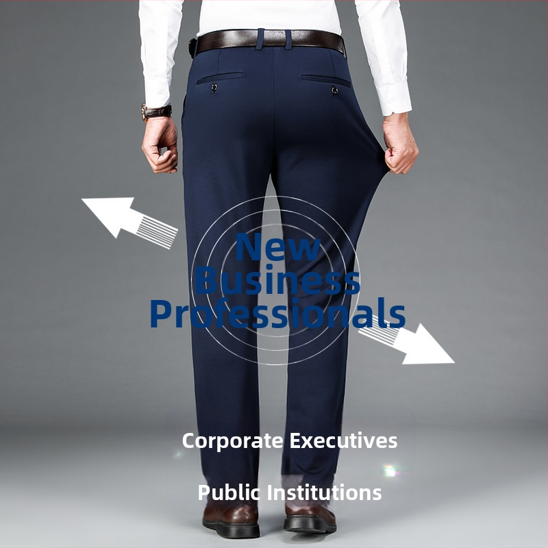 Jesenné a zimné pánske nohavice stredného a staršieho veku, hrubé oblekové nohavice s vysokým pásom, pánske voľné rovné nohavice, plus size ležérne nohavice