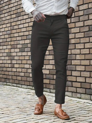 Νέο καλοκαιρινό παντελόνι Casual με στενή εφαρμογή, ελαστικό, μαύρο παντελόνι για άνδρες