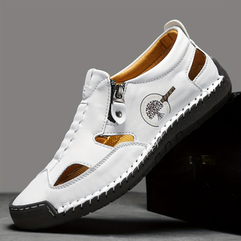 Sandale bărbătești noi transfrontaliere 2025, papuci cusuți, pantofi de plajă, stil casual pentru exterior, rezistenți la uzură, mărime mare, pantofi respirabili pentru bărbați