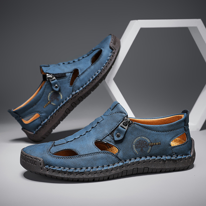 Sandale bărbătești noi transfrontaliere 2025, papuci cusuți, pantofi de plajă, stil casual pentru exterior, rezistenți la uzură, mărime mare, pantofi respirabili pentru bărbați