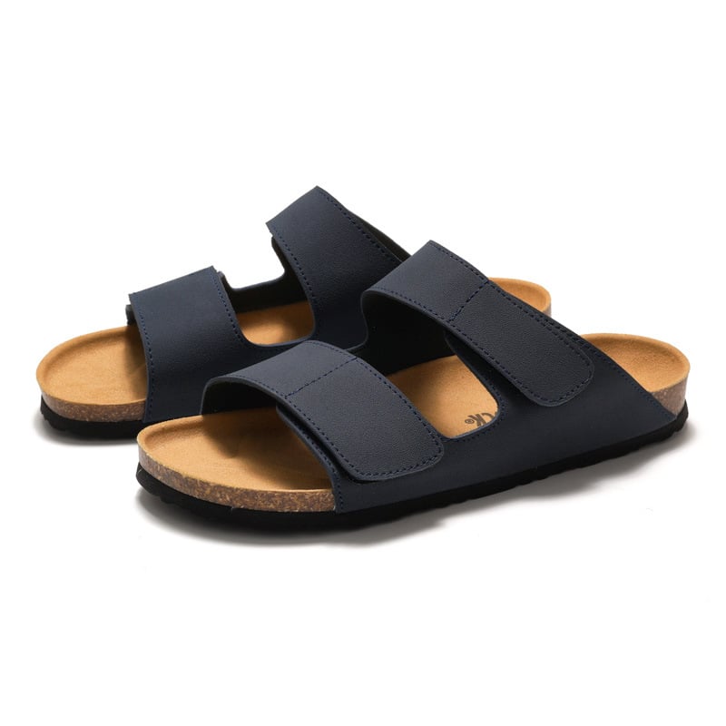 RUIZUSTOCK Wise Foot férfi parafa papucs, divatos, diák, egyszavas papucs, dupla pántos, férfi strandcipő, matt bőr