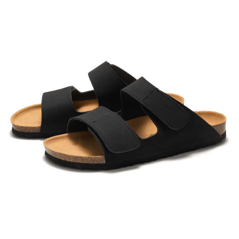 RUIZUSTOCK Wise Foot férfi parafa papucs, divatos, diák, egyszavas papucs, dupla pántos, férfi strandcipő, matt bőr