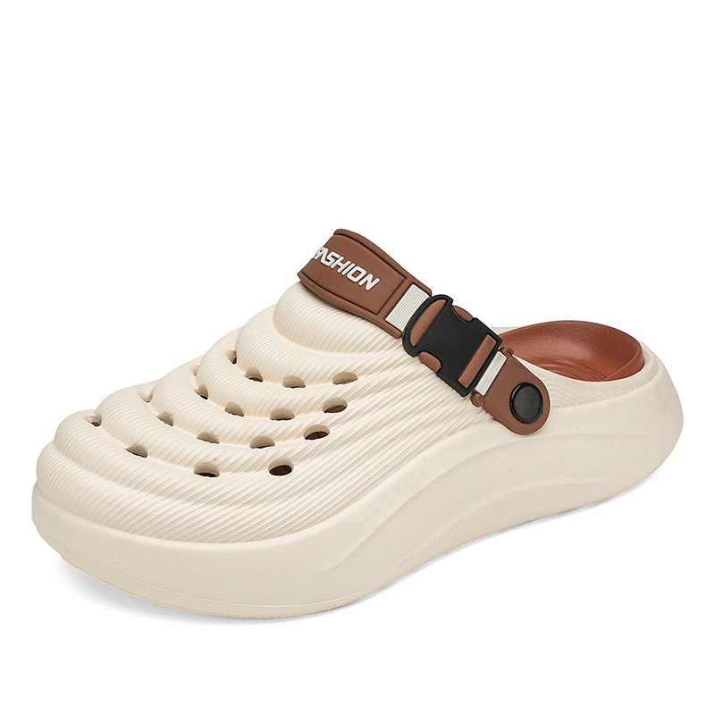 Papuci de damă cu vârfuri largi, de culoare uni, pentru bărbați, saboți antiderapanți cu talpă groasă, pentru vară, sandale de plajă cu dublă utilizare, care dau senzația că ai călca pe rahat