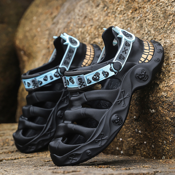 Καλοκαιρινά παπούτσια εξωτερικού χώρου 2025 με χοντρή σόλα και τρύπα στο κρανίο, ανδρικά σανδάλια, αντιολισθητικές παντόφλες, σανδάλια για εξωτερικά ρούχα, μοντέρνα για παραλία