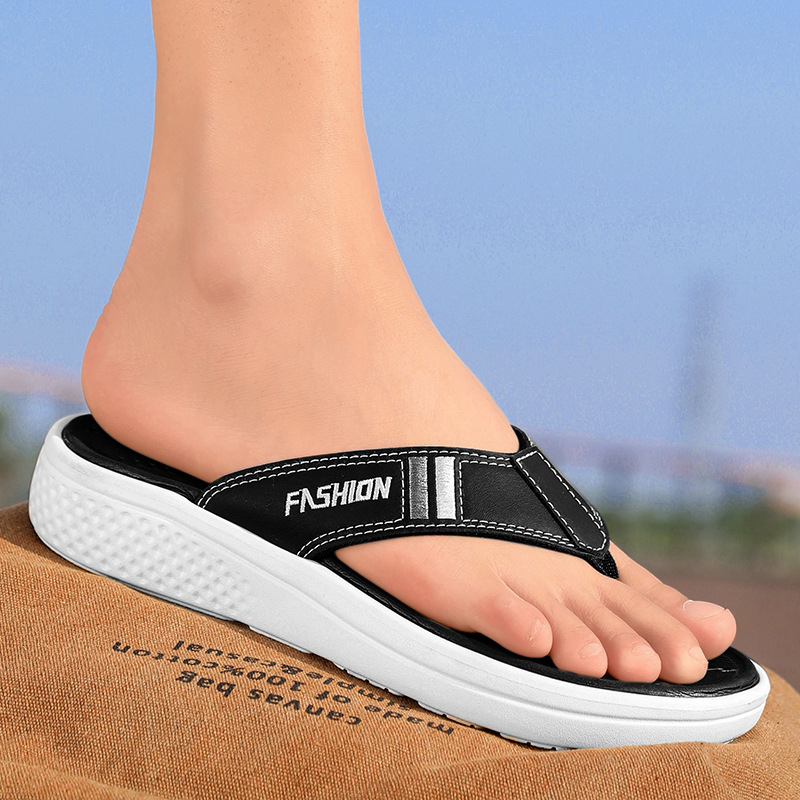 Flip-flops pentru bărbați noi, Flip-flops pentru bărbați, Jos înalt, Antiderapant, Talpă groasă, Îmbrăcăminte exterioară care crește în înălțime, Flip-flops vietnamezi ușori pentru plajă pentru bărbați