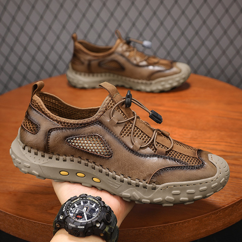 Pantofi de vară pentru bărbați, respirabili, cu suprafață de plasă, alunecare pe plasă, pantofi sport în aer liber, conducere, alpinism și pantofi de vad