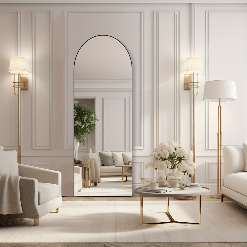 Oglindă arcuită pe toată lungimea, 64 x 21/59 x 16, cu suport, transversală