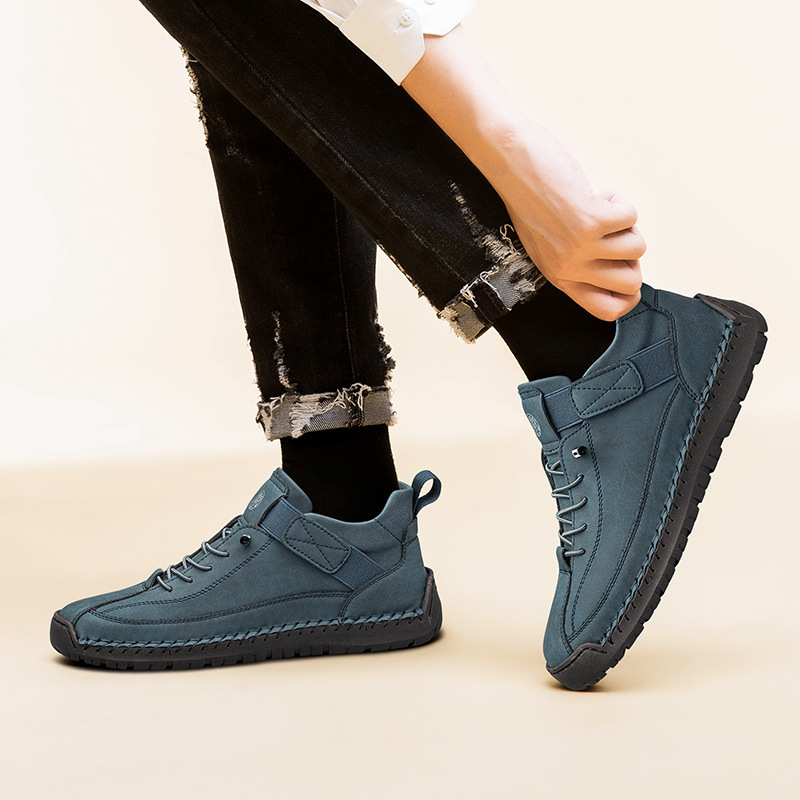 Pantofi de piele pentru bărbați, model modern, cu cusături retro, de dimensiuni mari, la modă, casual, din piele pentru bărbați