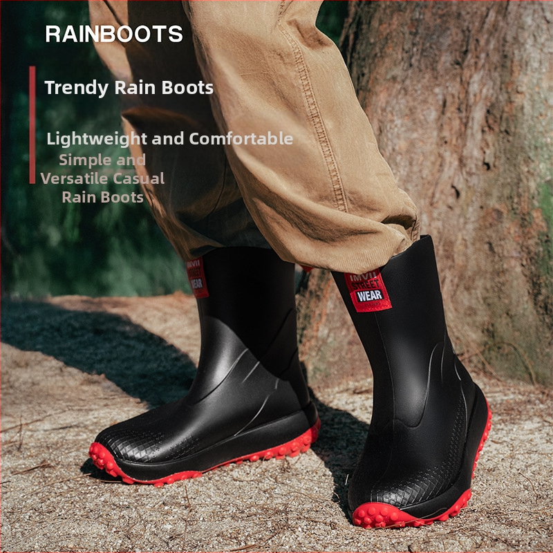 2025. aasta uued meeste poolsäärekõrgused kummist saapad, moekad ja mitmekülgsed libisemiskindlad veekindlad kingad õue, kerged ja lihtsad kummist kingad, meeste kummist saapad