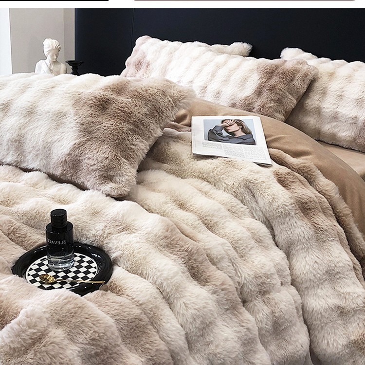 Triušio aksomas, keturių dalių, pieno spalvos aksominis, paminkštintas dvipusis, koralų spalvos aksominis, žieminės lovos paklodės užvalkalas, trijų dalių, 2025 m., naujas